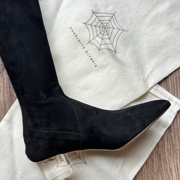 Charlotte Olympia Black Suede Over the Knee Boots | 37.5 - Picture 10 of 11
